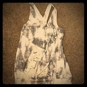 White & gray metallic print tank top